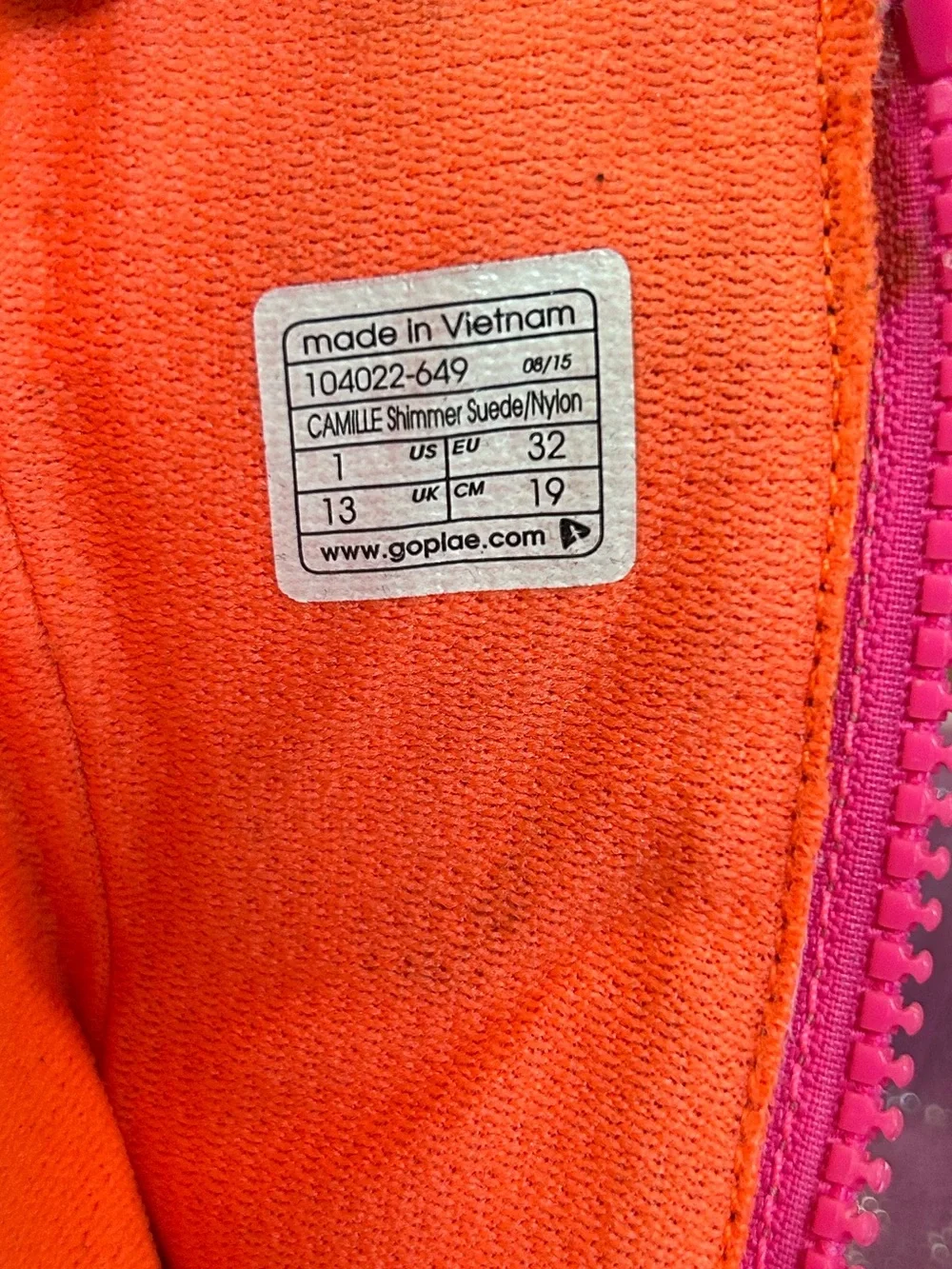 PLAE Camille Pink and Orange Glitter Boots Size 1